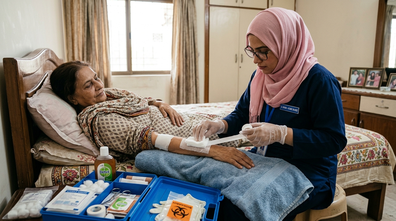 Sterile clinical wound dressing at home